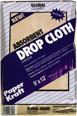 Premier Paint Roller - Medium Weight Paper Drop Cloth - 12' x 9', 1 mil Thick, Off White - Exact Industrial Supply
