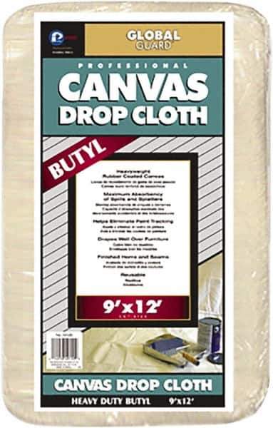 Premier Paint Roller - Heavy Weight Canvas Drop Cloth - 12' x 9', 1 mil Thick, Off White - Exact Industrial Supply