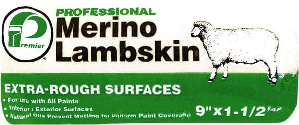 Premier Paint Roller - 1-1/2" Nap, 9" Wide Paint Roller Cover - Extra-Rough Texture, Lambskin - Exact Industrial Supply