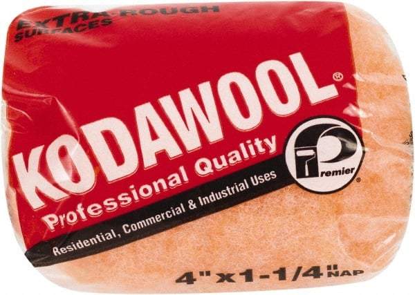 Premier Paint Roller - 1-1/4" Nap, 4" Wide Paint Roller Cover - Extra-Rough Texture, Polyester & Wool - Exact Industrial Supply
