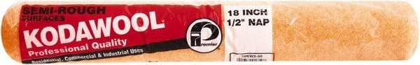 Premier Paint Roller - 1/2" Nap, 18" Wide Paint Roller Cover - Semi-Rough Texture, Polyester & Wool - Exact Industrial Supply