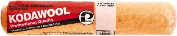 Premier Paint Roller - 1-1/4" Nap, 18" Wide Paint Roller Cover - Extra-Rough Texture, Polyester & Wool - Exact Industrial Supply