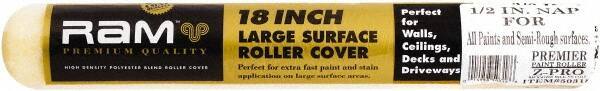 Premier Paint Roller - 1/2" Nap, 18" Wide Paint Roller Cover - Semi-Rough Texture, Polyester - Exact Industrial Supply
