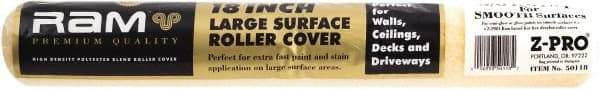 Premier Paint Roller - 1/4" Nap, 18" Wide Paint Roller Cover - Smooth Texture, Polyester - Exact Industrial Supply