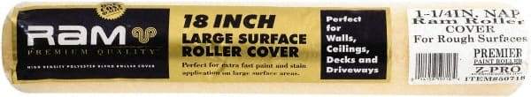 Premier Paint Roller - 1-1/4" Nap, 18" Wide Paint Roller Cover - Extra-Rough Texture, Polyester - Exact Industrial Supply