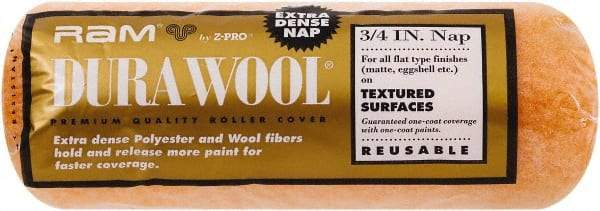 Premier Paint Roller - 3/4" Nap, 9" Wide Paint Roller Cover - Rough Texture, Polyester - Exact Industrial Supply