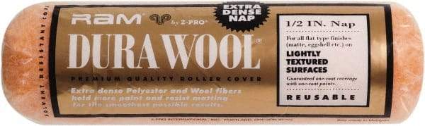 Premier Paint Roller - 1/2" Nap, 9" Wide Paint Roller Cover - Semi-Rough Texture, Polyester - Exact Industrial Supply