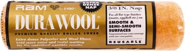 Premier Paint Roller - 3/8" Nap, 9" Wide Paint Roller Cover - Semi-Smooth Texture, Polyester - Exact Industrial Supply