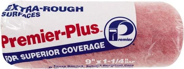 Premier Paint Roller - 1-1/4" Nap, 9" Wide Paint Roller Cover - Extra-Rough Texture, Polyester - Exact Industrial Supply