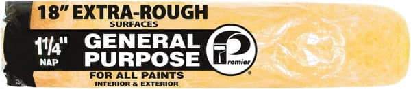 Premier Paint Roller - 1-1/4" Nap, 18" Wide Paint Roller Cover - Extra-Rough Texture, Polyester - Exact Industrial Supply