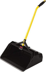 Rubbermaid - 20-7/16" Wide x 29" Deep x 11" High Handheld Dustpan - Plastic Body, 27" Handle, Black - Exact Industrial Supply