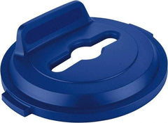 Rubbermaid - Round Lid for Use with 32 Gal Round Recycle Containers - Blue, Polyethylene, For Brute Trash Cans - Exact Industrial Supply