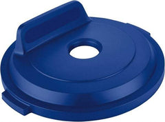 Rubbermaid - Round Lid for Use with 32 Gal Round Recycle Containers - Blue, Polyethylene, For Brute Trash Cans - Exact Industrial Supply