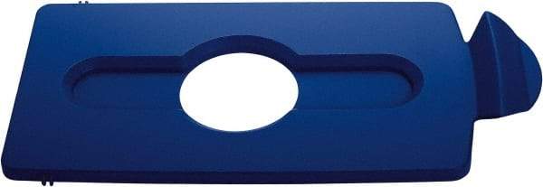 Rubbermaid - Rectangle Lid for Use with 23 Gal Rectangular Recycle Containers - Blue, Polypropylene, For Slim Jim Trash Cans - Exact Industrial Supply