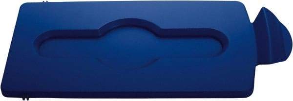 Rubbermaid - Rectangle Lid for Use with 23 Gal Rectangular Recycle Containers - Blue, Polypropylene, For Slim Jim Trash Cans - Exact Industrial Supply