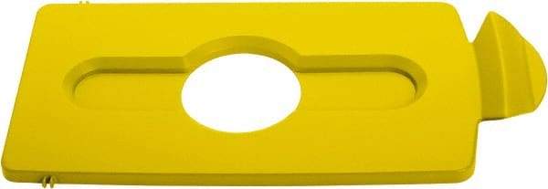 Rubbermaid - Rectangle Lid for Use with 23 Gal Rectangular Recycle Containers - Yellow, Polypropylene, For Slim Jim Trash Cans - Exact Industrial Supply