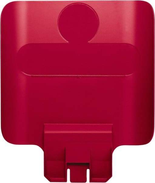 Rubbermaid - Square Lid for Use with 23 Gal Rectangular Recycle Containers - Red, Polypropylene, For Slim Jim Trash Cans - Exact Industrial Supply