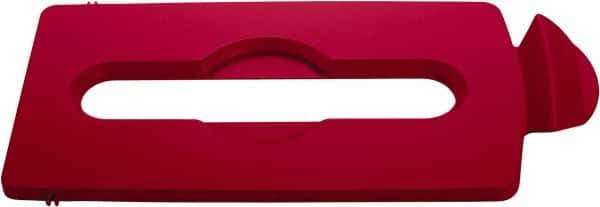 Rubbermaid - Rectangle Lid for Use with 23 Gal Rectangular Recycle Containers - Red, Polypropylene, For Slim Jim Trash Cans - Exact Industrial Supply