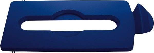 Rubbermaid - Rectangle Lid for Use with 23 Gal Rectangular Recycle Containers - Blue, Polypropylene, For Slim Jim Trash Cans - Exact Industrial Supply