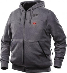 Milwaukee Tool - Size 2XL Heated Sweatshirt - Gray, Polyester, Zipper Closure, 45 to 48" Chest - Exact Industrial Supply
