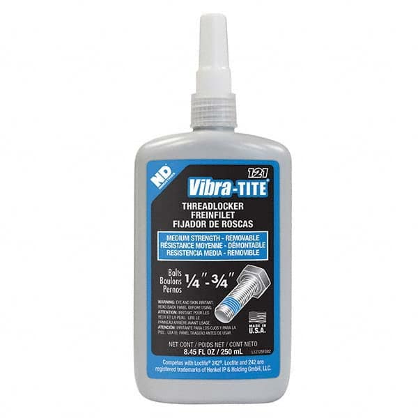 Vibra-Tite - 250 mL Bottle, Blue, Medium Strength Threadlocker - Exact Industrial Supply