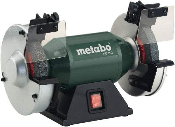 Metabo - 6" Wheel Diam x 3/4" Wheel Width, 0.4 hp Bench Grinder - 1/2" Arbor Hole Diam, 1 Phase, 3,570 Max RPM, 120 Volts - Exact Industrial Supply