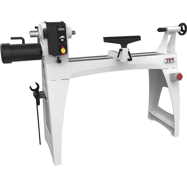 Jet - 18-1/2" Swing, 40" Distance Between Center, Woodworking Lathe - 2MT Headstock, 40 to 3,200 RPM, 4" Quill Travel - Exact Industrial Supply