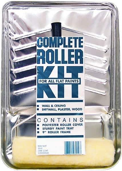 Premier Paint Roller - 3/8" Nap, Wall Paint Roller Set - 10" Wide, Steel Frame, Includes Paint Tray, Roller Cover & Frame - Exact Industrial Supply