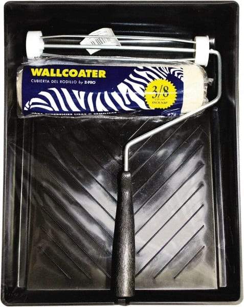 Premier Paint Roller - 3/8" Nap, Wall Paint Roller Set - 10" Wide, Steel Frame, Includes Paint Tray, Roller Cover & Frame - Exact Industrial Supply