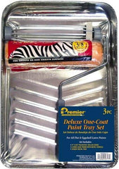 Premier Paint Roller - 3/8" Nap, Wall Paint Roller Set - 10" Wide, Steel Frame, Includes Paint Tray, Roller Cover & Frame - Exact Industrial Supply