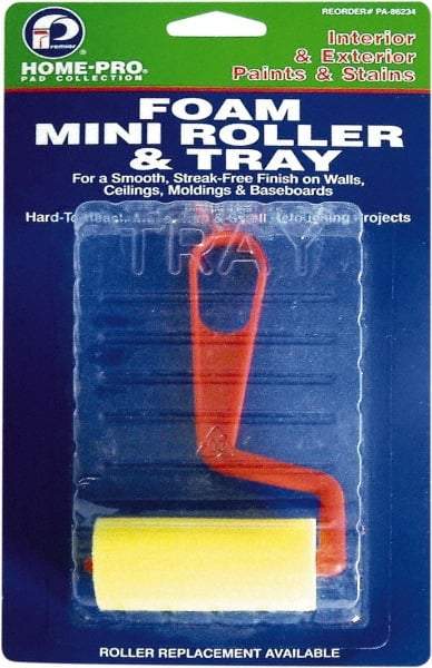 Premier Paint Roller - Mini Paint Roller Set - 5" Wide, Plastic Frame, Includes Paint Tray, Roller Cover & Frame - Exact Industrial Supply
