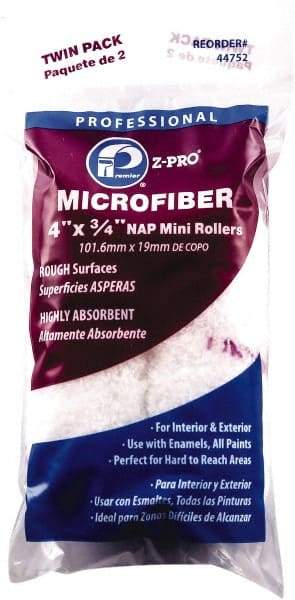 Premier Paint Roller - 3/4" Nap, 4" Wide Paint Mini Roller Covers - Rough Texture, Microfiber - Exact Industrial Supply