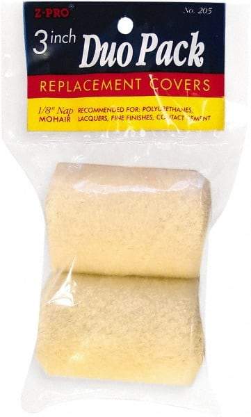 Premier Paint Roller - 1/4" Nap, 3" Wide Paint Roller Cover - Smooth Texture, Mohair - Exact Industrial Supply