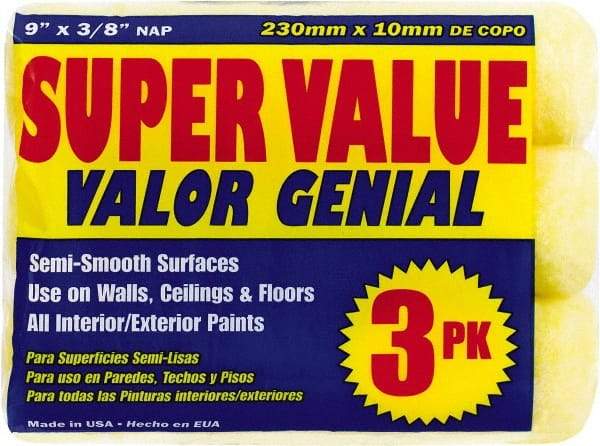 Premier Paint Roller - 1/2" Nap, 9" Wide Paint Roller Cover - Semi-Rough Texture, Polyester - Exact Industrial Supply