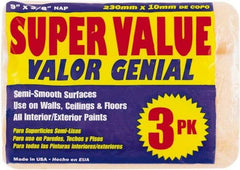 Premier Paint Roller - 3/8" Nap, 9" Wide Paint Roller Cover - Semi-Smooth Texture, Polyester - Exact Industrial Supply