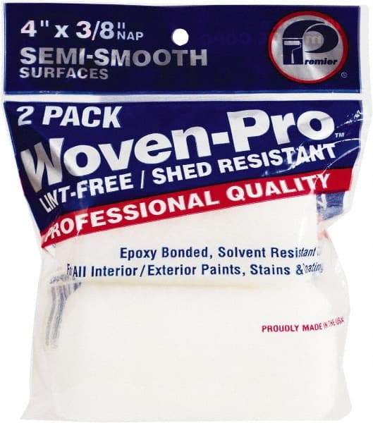 Premier Paint Roller - 3/8" Nap, 4" Wide Paint Roller Cover - Semi-Smooth Texture, Woven & Polyester - Exact Industrial Supply