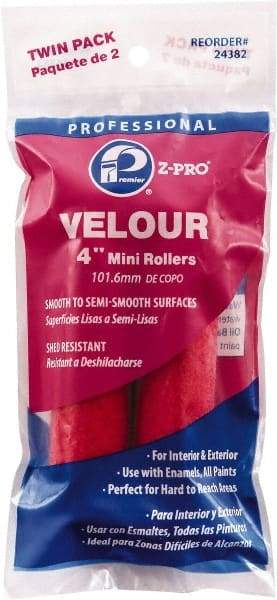 Premier Paint Roller - 4" Wide Paint Mini Roller Covers - Smooth Texture, Woven & Polyester - Exact Industrial Supply