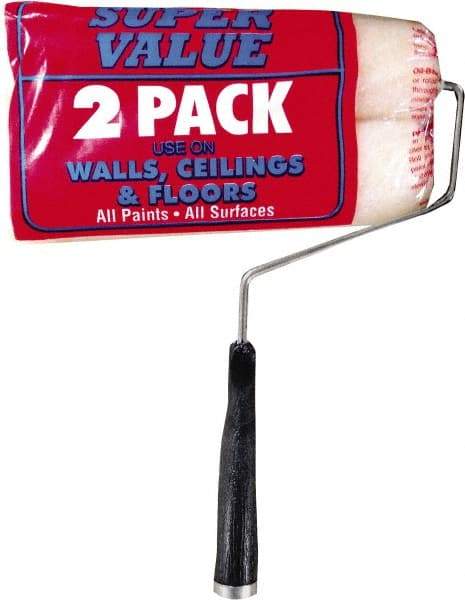 Premier Paint Roller - 12" Long, 3/8" Nap, Wall Roller & Frame Combo - 9" Wide, Plastic Frame, Includes Roller Cover & Frame - Exact Industrial Supply
