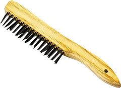 Premier Paint Roller - Steel Surface Preparation Wire Brush - 1" Bristle Length, 1" Wide, 10-1/2" OAL, Wood Block, Tapered Wood Handle - Exact Industrial Supply