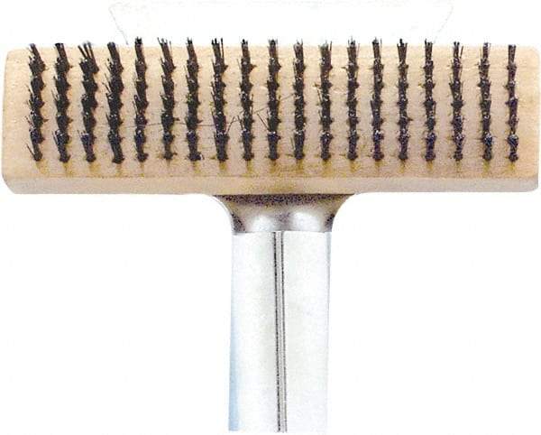 Premier Paint Roller - Steel Surface Preparation Wire Brush - 1" Bristle Length, 2-1/2" Wide, 6" OAL, Wood Block, Straight Wood Handle - Exact Industrial Supply
