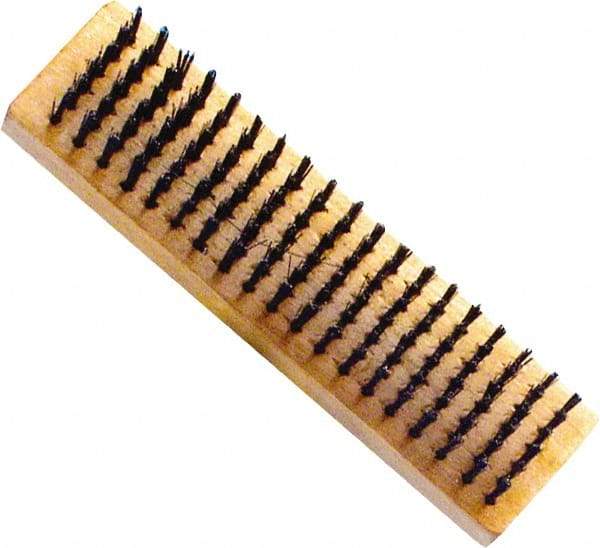 Premier Paint Roller - Steel Surface Preparation Wire Brush - 1" Bristle Length, 2-1/2" Wide, 6" OAL, Wood Block, Straight Wood Handle - Exact Industrial Supply