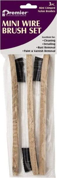 Premier Paint Roller - 3 Piece Nylon Surface Preparation Wire Brush - 8" OAL, Wood Handle - Exact Industrial Supply