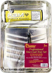 Premier Paint Roller - 14" Long, 3/8" Nap, Wall Paint Roller Set - 9" Wide, Steel Frame, Includes Paint Tray, Roller Cover & Frame - Exact Industrial Supply