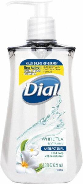 Dial - 7.5 oz Pump Bottle Liquid Soap - Clear, White Tea Scent - Exact Industrial Supply