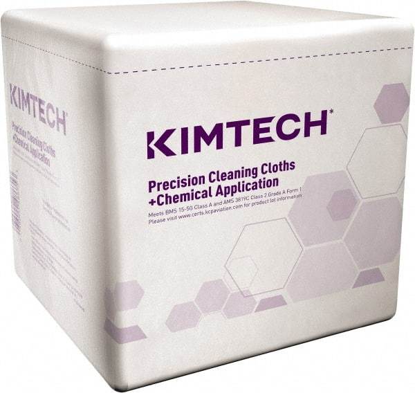 Kimtech - 1/4 Fold Clean Room/Lab/Critical Task Wipes - Poly Pack, 12" x 12-1/2" Sheet Size, White - Exact Industrial Supply