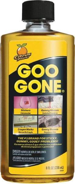 Goo Gone - 8 oz Bottle Adhesive Remover - Removes Adhesives, Gum, Tar, Crayon, Scuff Marks, Wax, Sap - Exact Industrial Supply