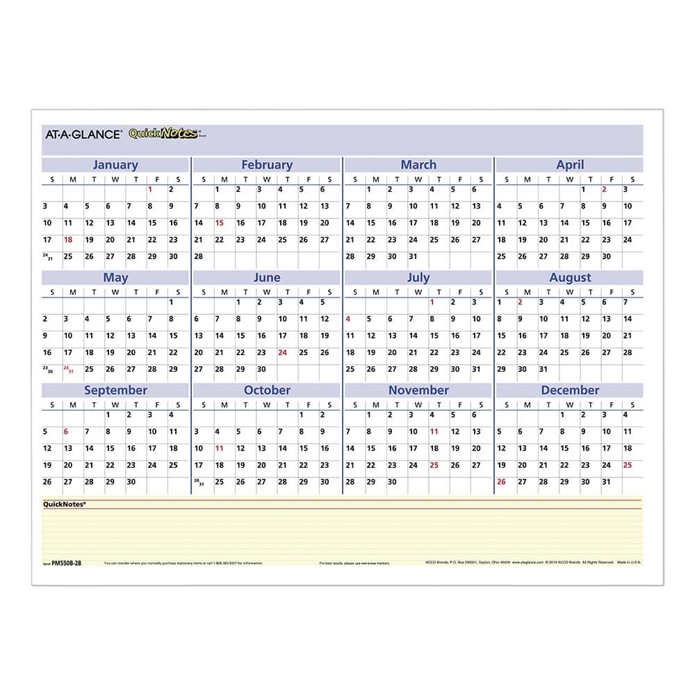 AT-A-GLANCE - Note Pads, Writing Pads & Notebooks Writing Pads & Notebook Type: Wall Calendar Size: 16 x 12 - Exact Industrial Supply