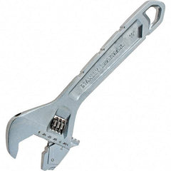 Stanley - 1-1/4" Jaw Capacity, 10" Ratcheting Adjustable Wrench - Steel, Chrome Finish, 10" OAL - Exact Industrial Supply