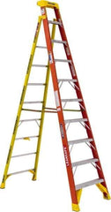 Werner - 9 Steps, 10' High, Type IA Rating, Fiberglass Step Ladder - 300 Lb Load Capacity, 31-13/64" Base Width - Exact Industrial Supply