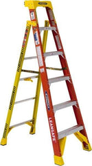 Werner - 5 Steps, 6' High, Type IA Rating, Fiberglass Step Ladder - 300 Lb Load Capacity, 24" Base Width - Exact Industrial Supply